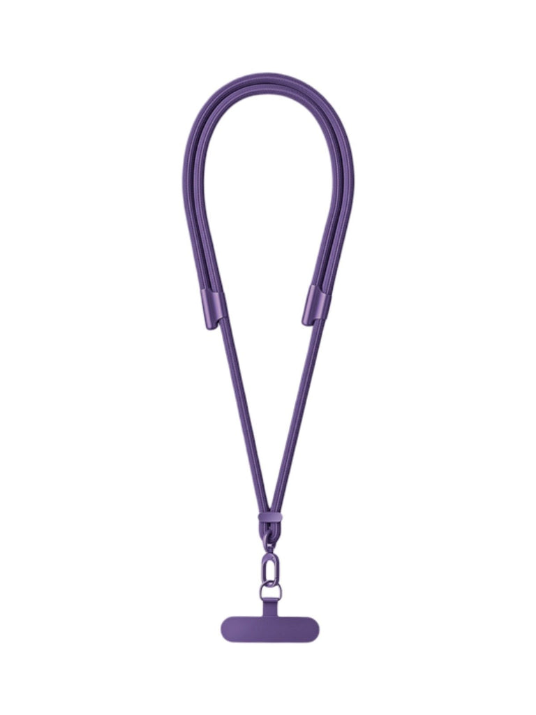 Cordon de téléphone, tour de cou réglable, cordon anti - chute smartphone, sangle tressée polyester, mousqueton métal robuste, modèle Bastine - Cordon de téléphone - Violet