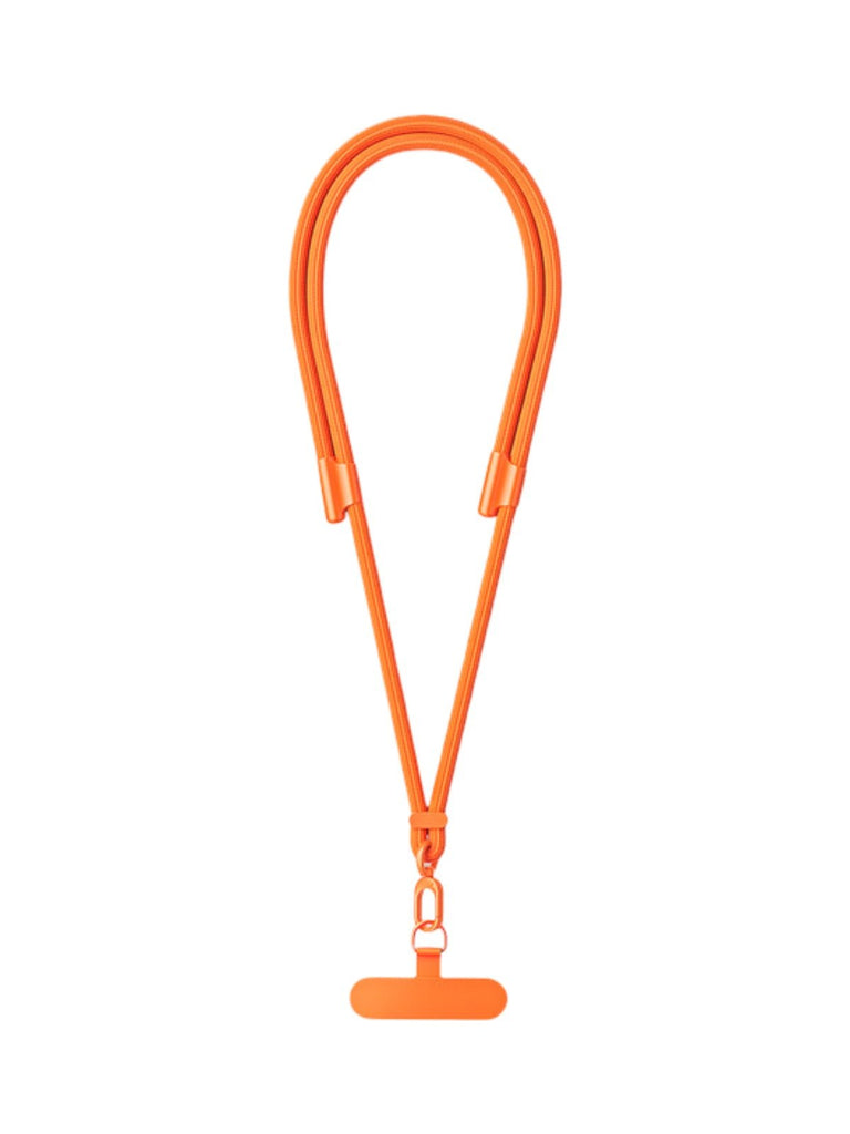 Cordon de téléphone, tour de cou réglable, cordon anti - chute smartphone, sangle tressée polyester, mousqueton métal robuste, modèle Bastine - Cordon de téléphone - Orange