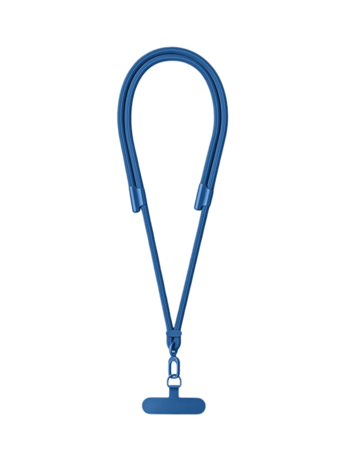 Cordon de téléphone, tour de cou réglable, cordon anti - chute smartphone, sangle tressée polyester, mousqueton métal robuste, modèle Bastine - Cordon de téléphone - Bleu