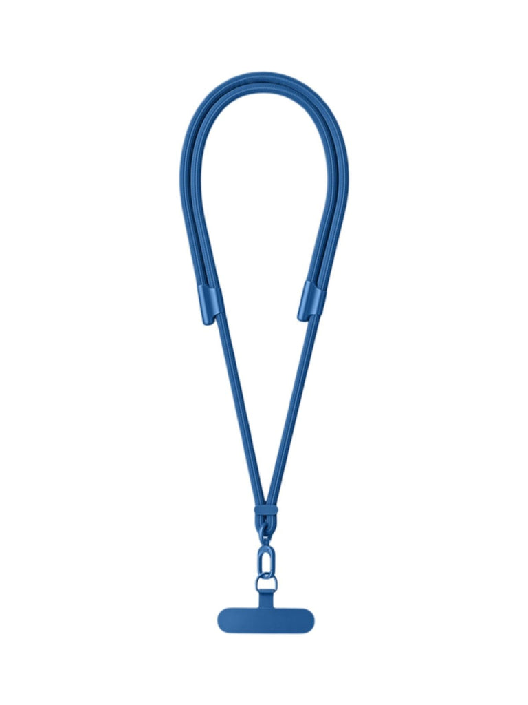 Cordon de téléphone, tour de cou réglable, cordon anti - chute smartphone, sangle tressée polyester, mousqueton métal robuste, modèle Bastine - Cordon de téléphone - Bleu