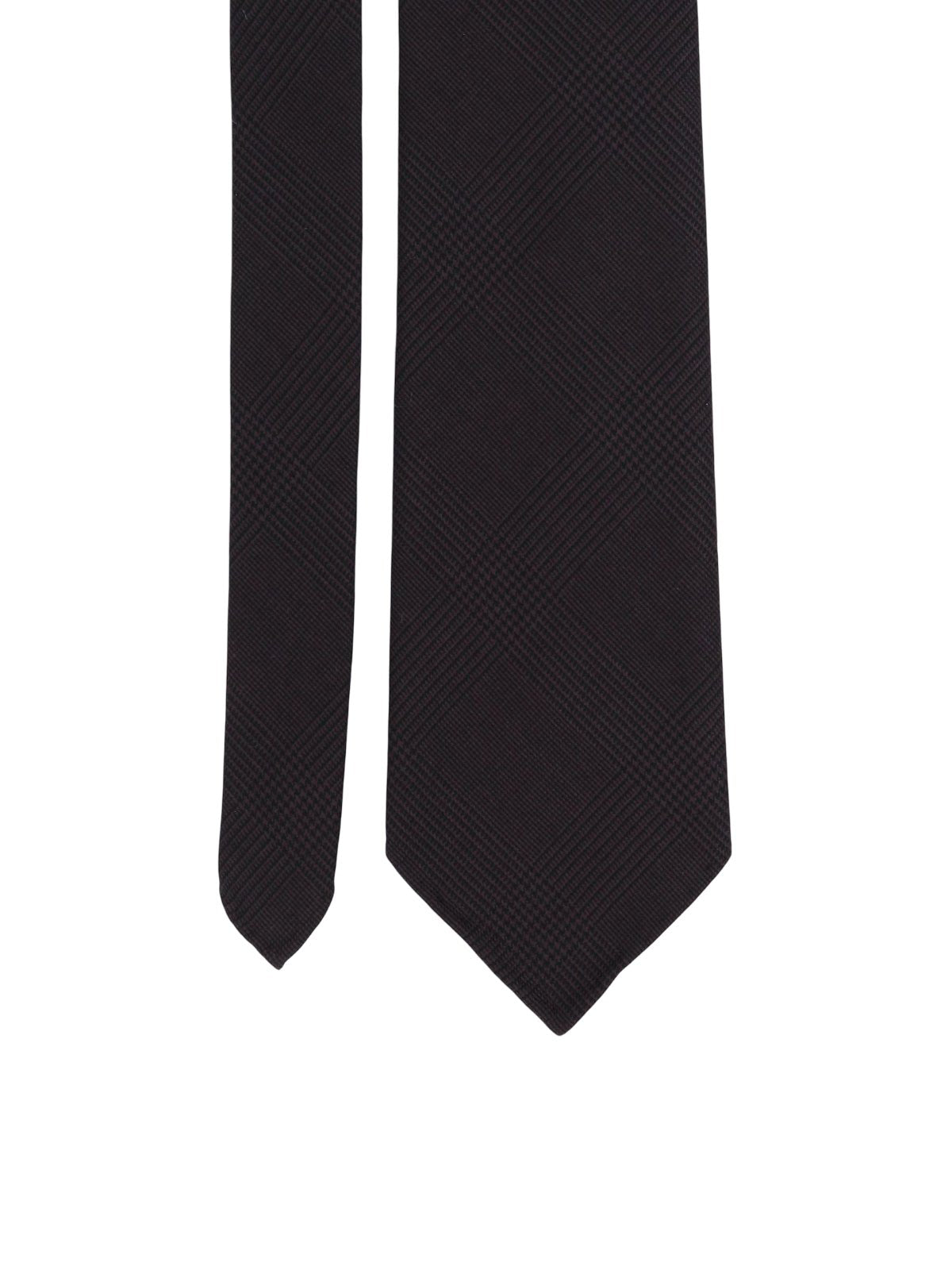 Cravate en laine fine homme, motif discret prince de galles, noire à texture subtile, style business chic, finition roulottée main, modèle Maximilien - Bonnets - Noir