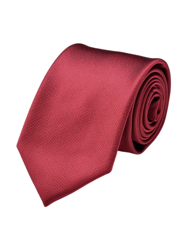 Cravate homme, texture tissée, largeur 8cm, polyester soyeux, accessoire costume, style professionnel, idéal travail bureau, modèle Fabrice - Bonnets - Rouge