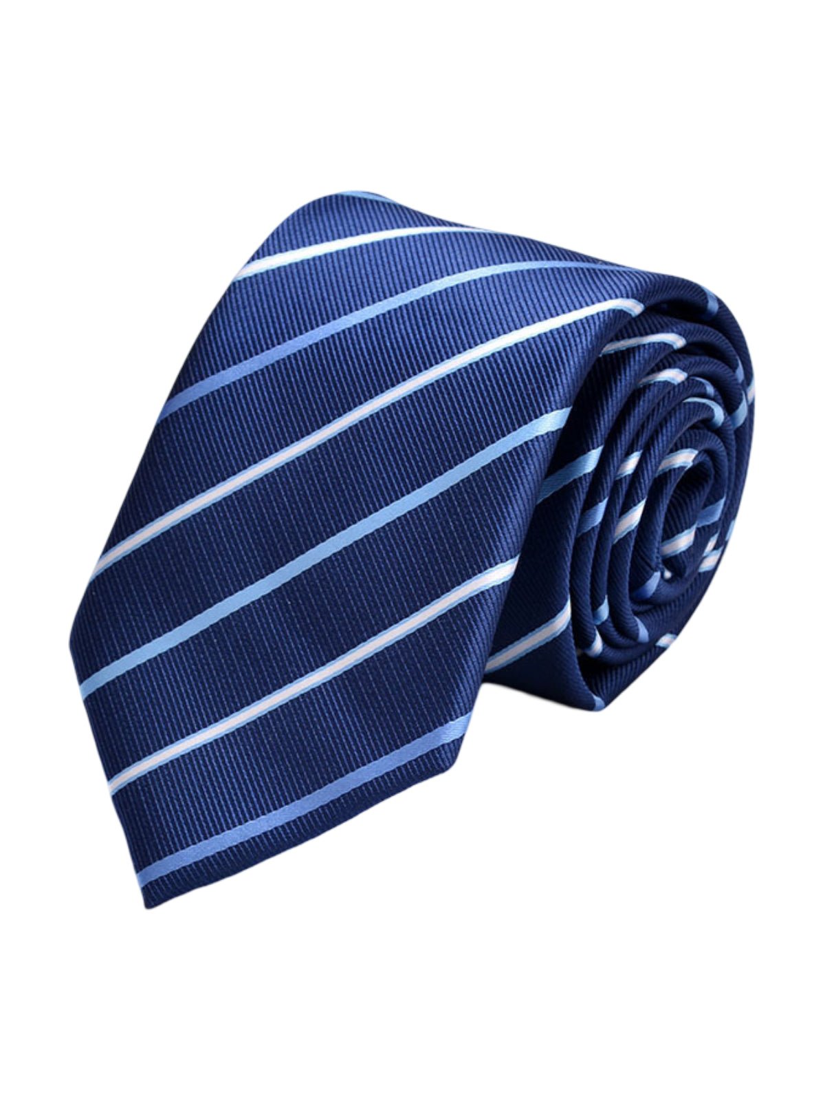 Cravate pour homme 8 cm, rayée bleu marine, tissu texturé, look professionnel, accessoire costume affaires, nouage manuel, modèle Yves - Bonnets - Bleu