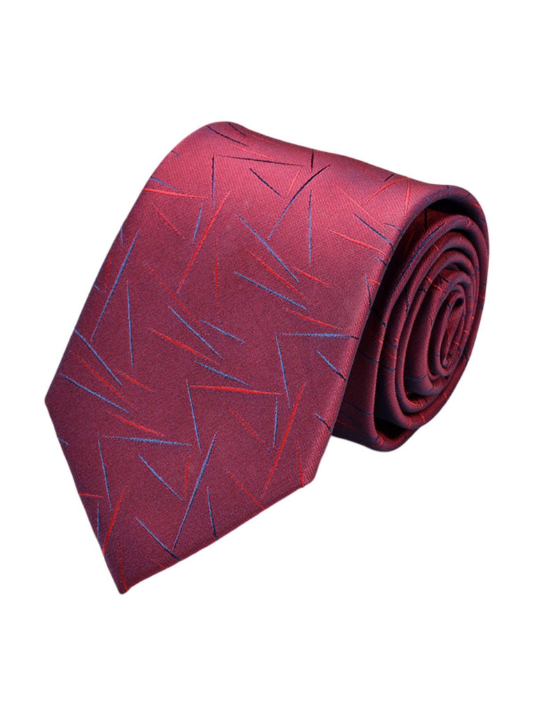 Cravate pour homme, texture discrète, motif géométrique, largeur 8cm, idéale pour costume, usage professionnel, style moderne, modèle Richie - Bonnets - Rouge