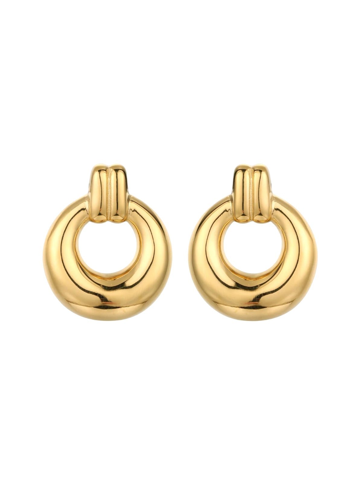 Créoles épaisses dorées, design géométrique, acier inoxydable, boucle d’oreille ronde, modèle Youti - Bague - Or