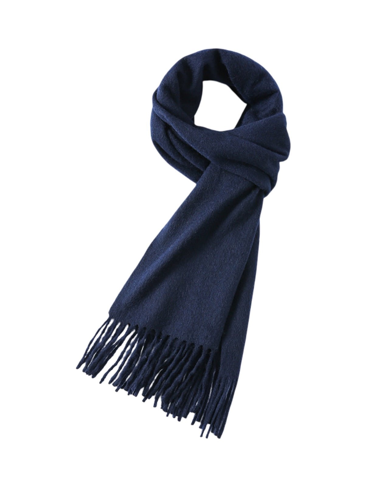 Écharpe 100% cachemire, chaude et douce, pour femme et homme, idéale hiver, cadeau raffiné, finition à franges, longueur généreuse, modèle Ines - Écharpe - Bleu marine