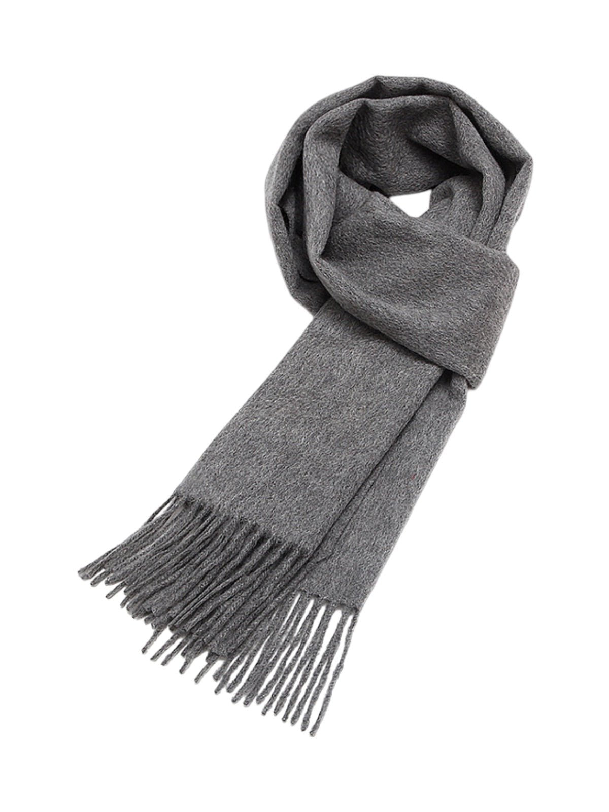 Écharpe 100% cachemire, chaude et douce, pour femme et homme, idéale hiver, cadeau raffiné, finition à franges, longueur généreuse, modèle Ines - Écharpe - Gris
