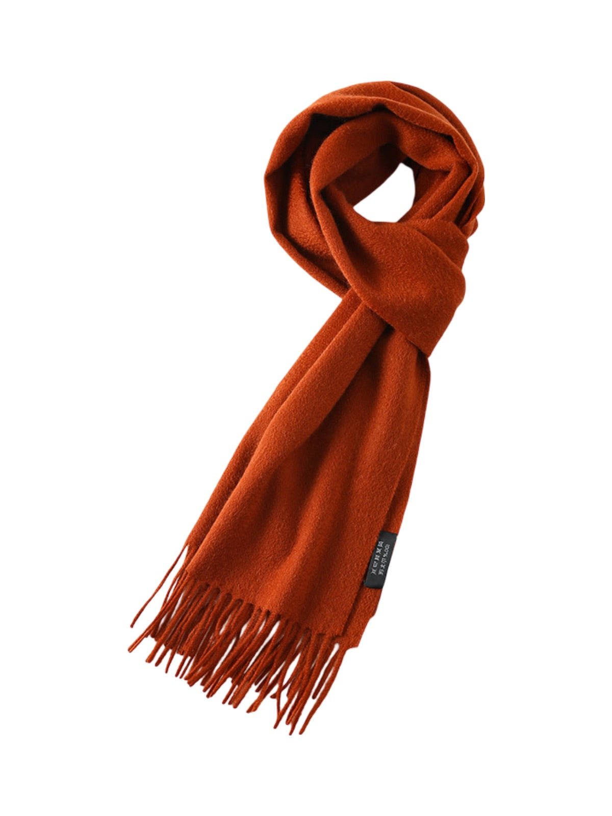 Écharpe 100% cachemire, chaude et douce, pour femme et homme, idéale hiver, cadeau raffiné, finition à franges, longueur généreuse, modèle Ines - Écharpe - Orange