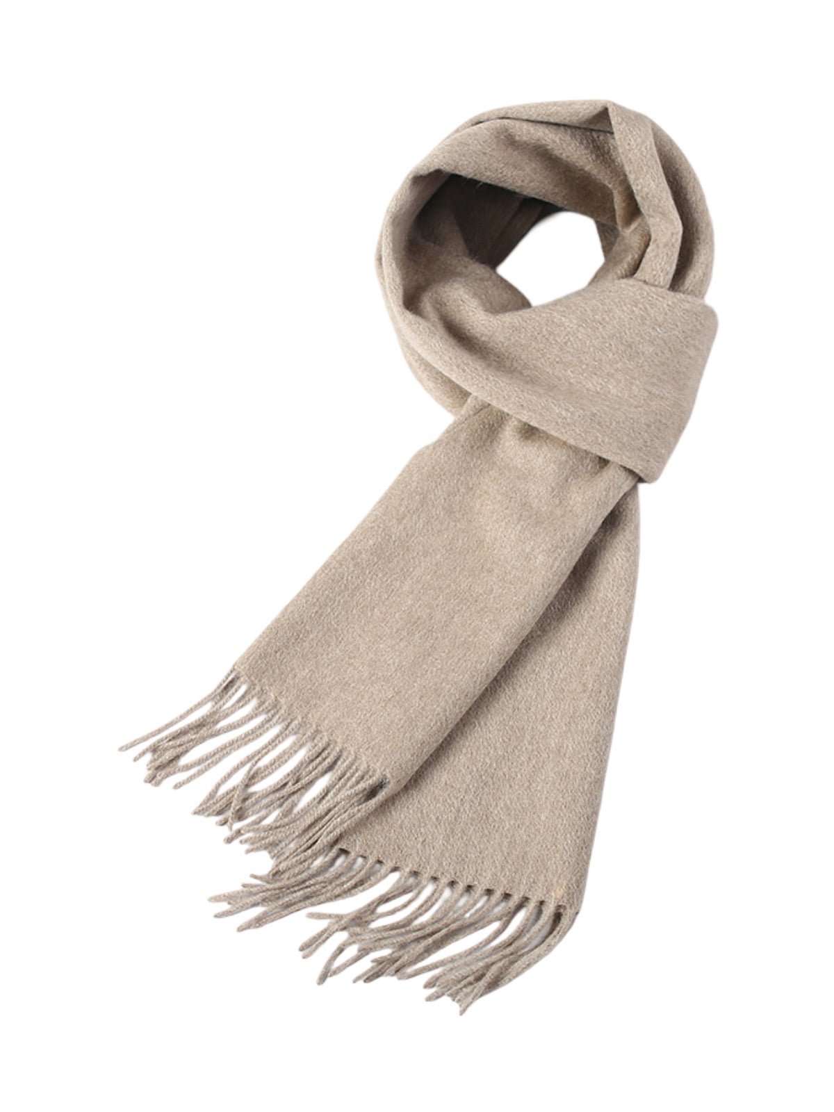 Écharpe 100% cachemire, chaude et douce, pour femme et homme, idéale hiver, cadeau raffiné, finition à franges, longueur généreuse, modèle Ines - Écharpe - Taupe