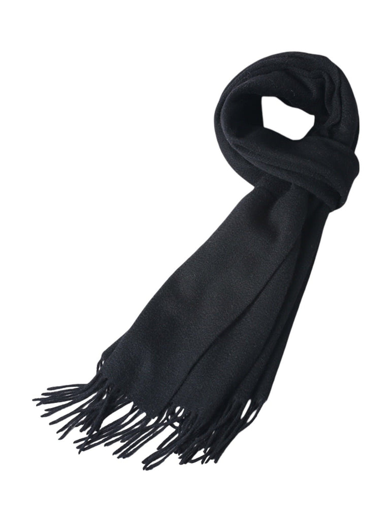 Écharpe 100% cachemire, chaude et douce, pour femme et homme, idéale hiver, cadeau raffiné, finition à franges, longueur généreuse, modèle Ines - Écharpe - Noir