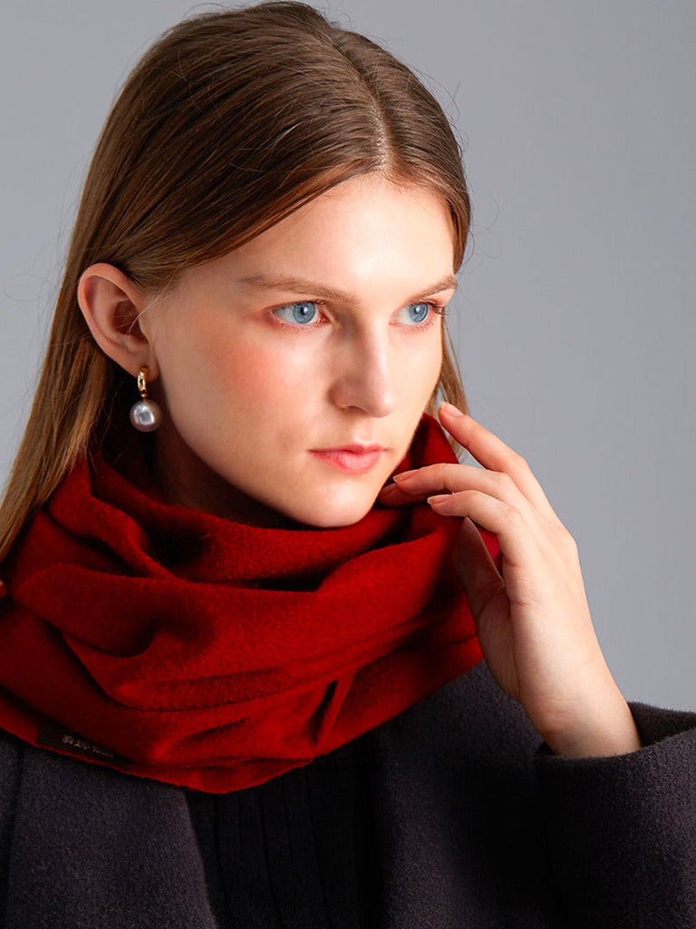 Écharpe 100% cachemire, chaude et douce, pour femme et homme, idéale hiver, cadeau raffiné, finition à franges, longueur généreuse, modèle Ines - Écharpe - Bordeaux