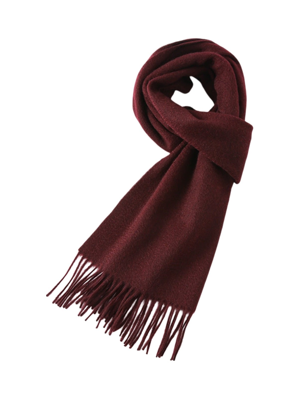 Écharpe 100% cachemire, chaude et douce, pour femme et homme, idéale hiver, cadeau raffiné, finition à franges, longueur généreuse, modèle Ines - Écharpe - Pourpre