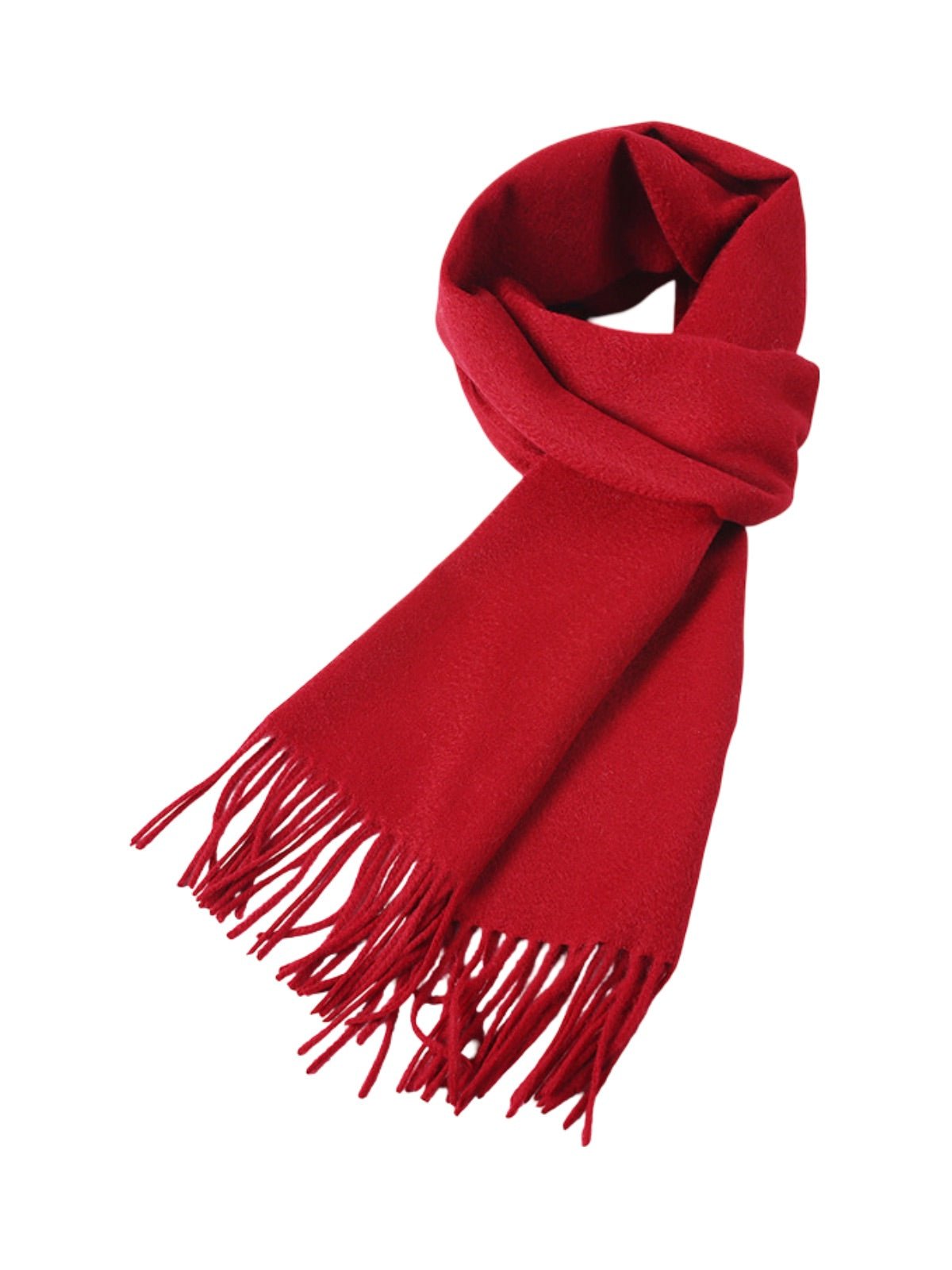 Écharpe 100% cachemire, chaude et douce, pour femme et homme, idéale hiver, cadeau raffiné, finition à franges, longueur généreuse, modèle Ines - Écharpe - Bordeaux