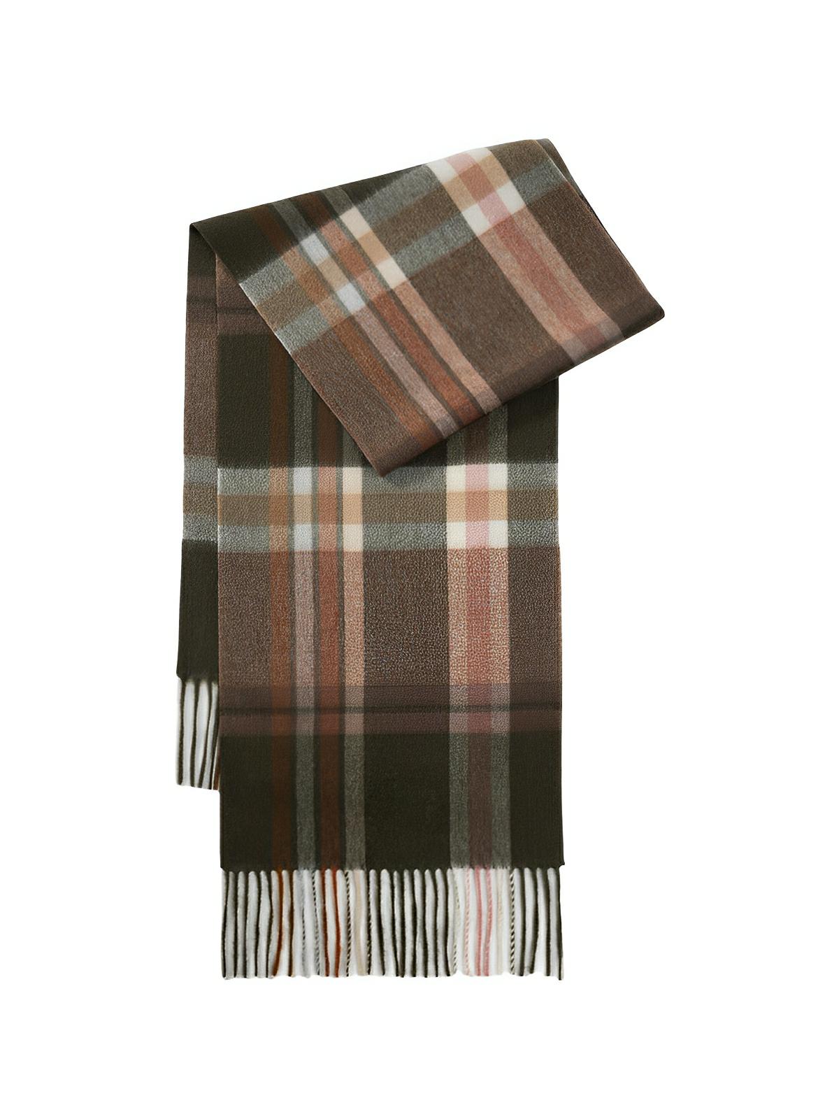 Écharpe 100% laine à carreaux pour femme, chaude et douce pour l'automne - hiver, format long avec franges, style chic et enveloppant, modèle Kiara - Écharpe - Multicolore