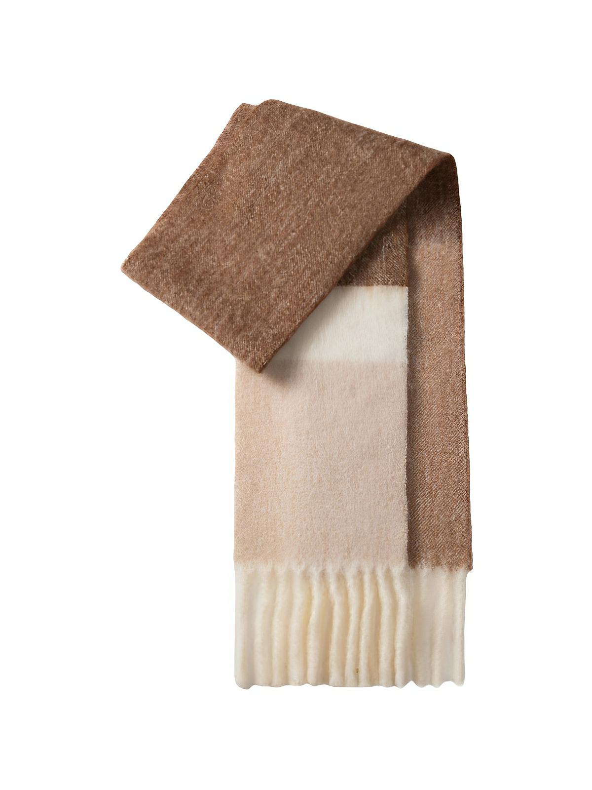 Écharpe chaude en laine douce, color block, à franges pour femme automne - hiver, modèle Maria - Écharpe - Style 5