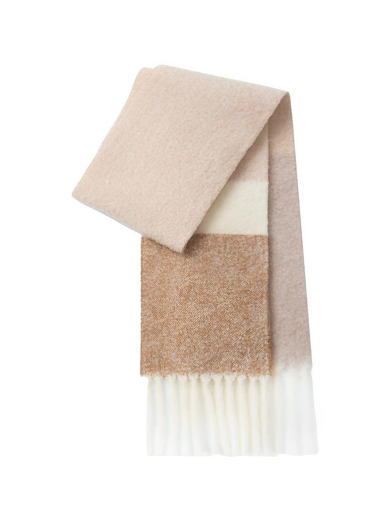 Écharpe chaude en laine douce, color block, à franges pour femme automne - hiver, modèle Maria - Écharpe - Style 7