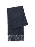 Écharpe chaude en laine douce pour femme, accessoire hivernal long à franges, confort thermique 100% laine naturelle, modèle Wilma - Écharpe - Gris foncé