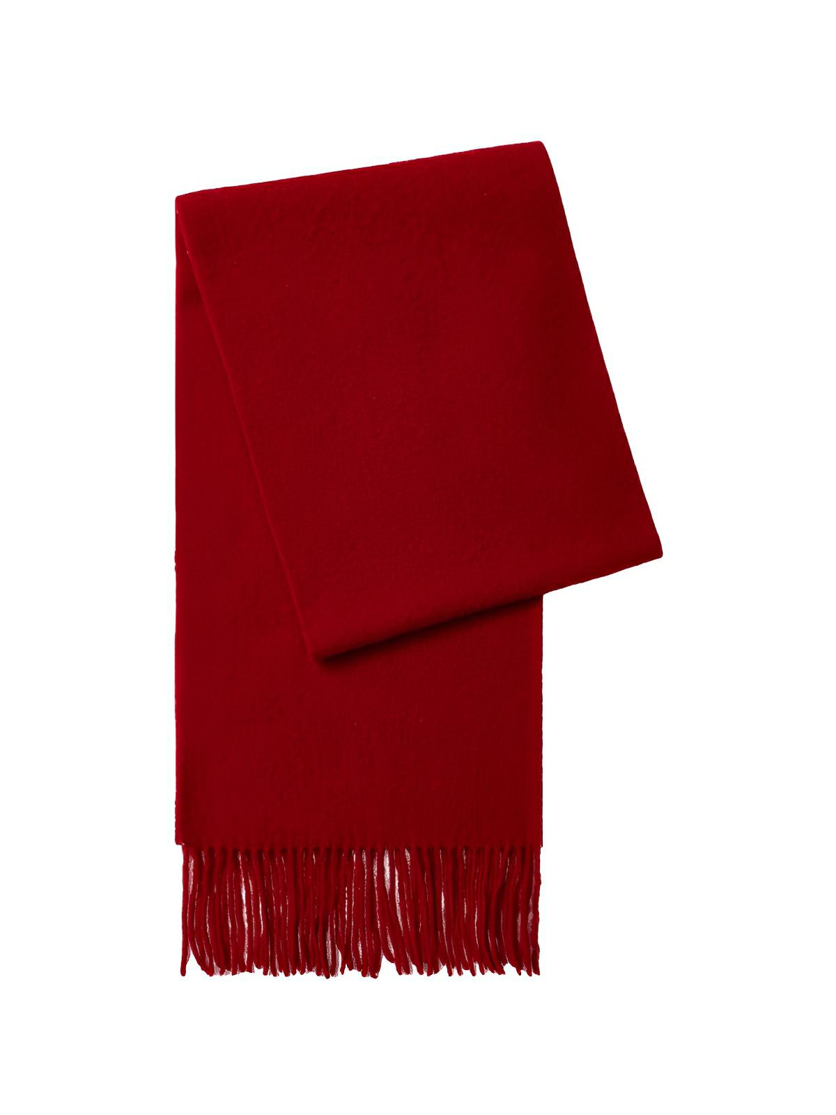 Écharpe chaude en laine douce pour femme, accessoire hivernal long à franges, confort thermique 100% laine naturelle, modèle Wilma - Écharpe - Bordeaux
