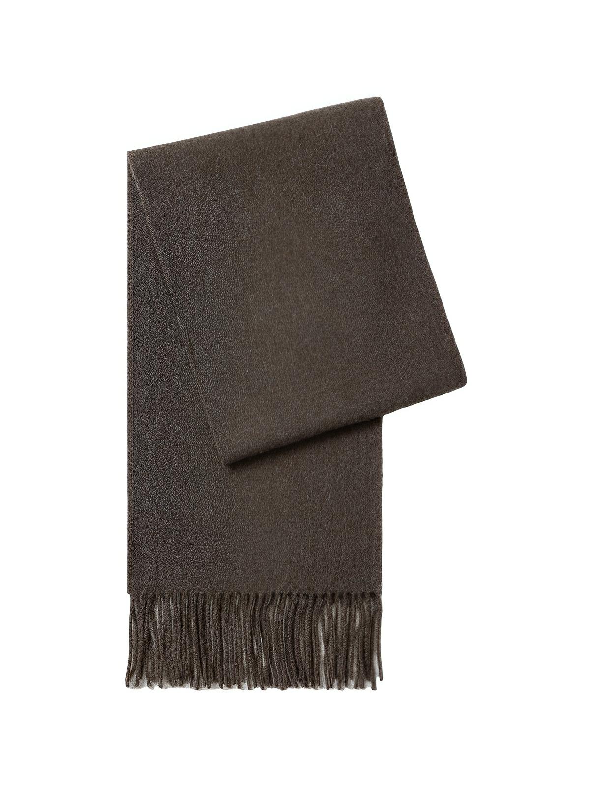 Écharpe chaude en laine douce pour femme, accessoire hivernal long à franges, confort thermique 100% laine naturelle, modèle Wilma - Écharpe - Taupe