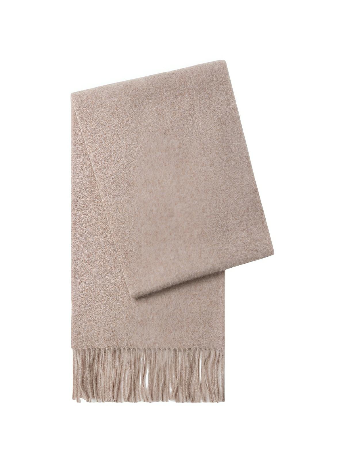 Écharpe chaude en laine douce pour femme, accessoire hivernal long à franges, confort thermique 100% laine naturelle, modèle Wilma - Écharpe - Beige