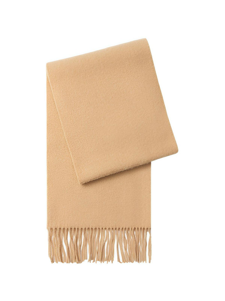 Écharpe chaude en laine douce pour femme, accessoire hivernal long à franges, confort thermique 100% laine naturelle, modèle Wilma - Écharpe - Jaune
