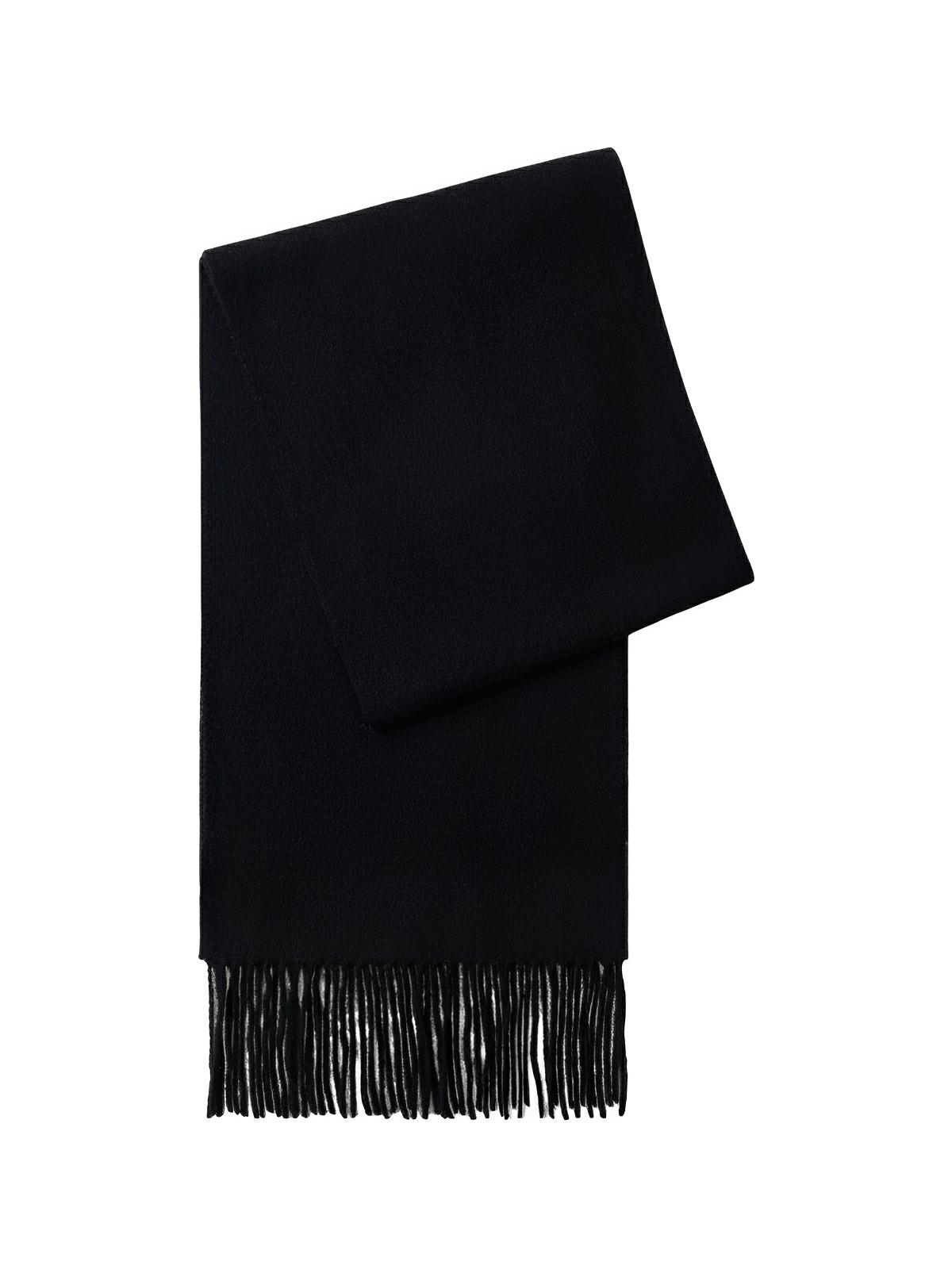 Écharpe chaude en laine douce pour femme, accessoire hivernal long à franges, confort thermique 100% laine naturelle, modèle Wilma - Écharpe - Noir