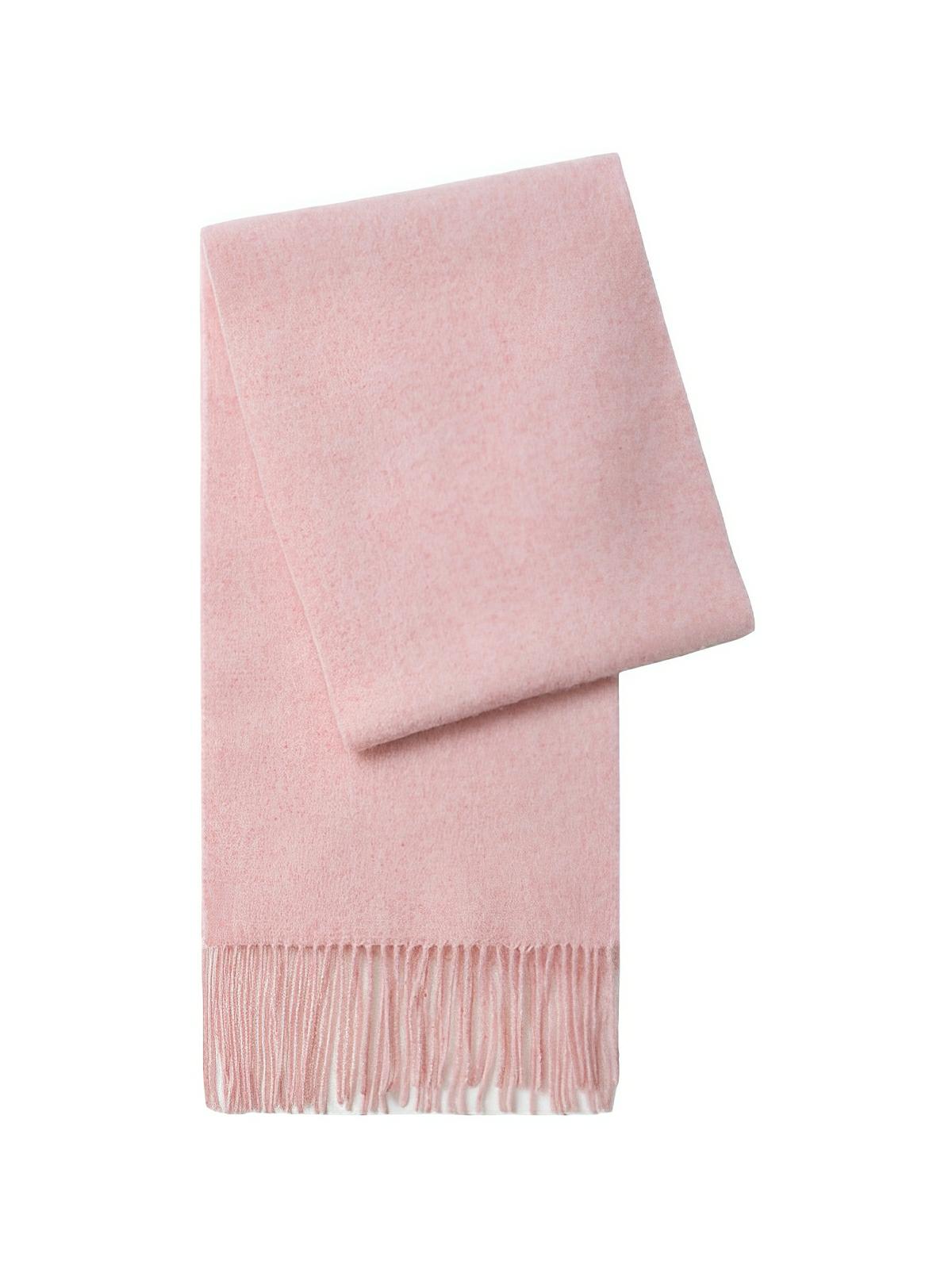 Écharpe chaude en laine douce pour femme, accessoire hivernal long à franges, confort thermique 100% laine naturelle, modèle Wilma - Écharpe - Rose