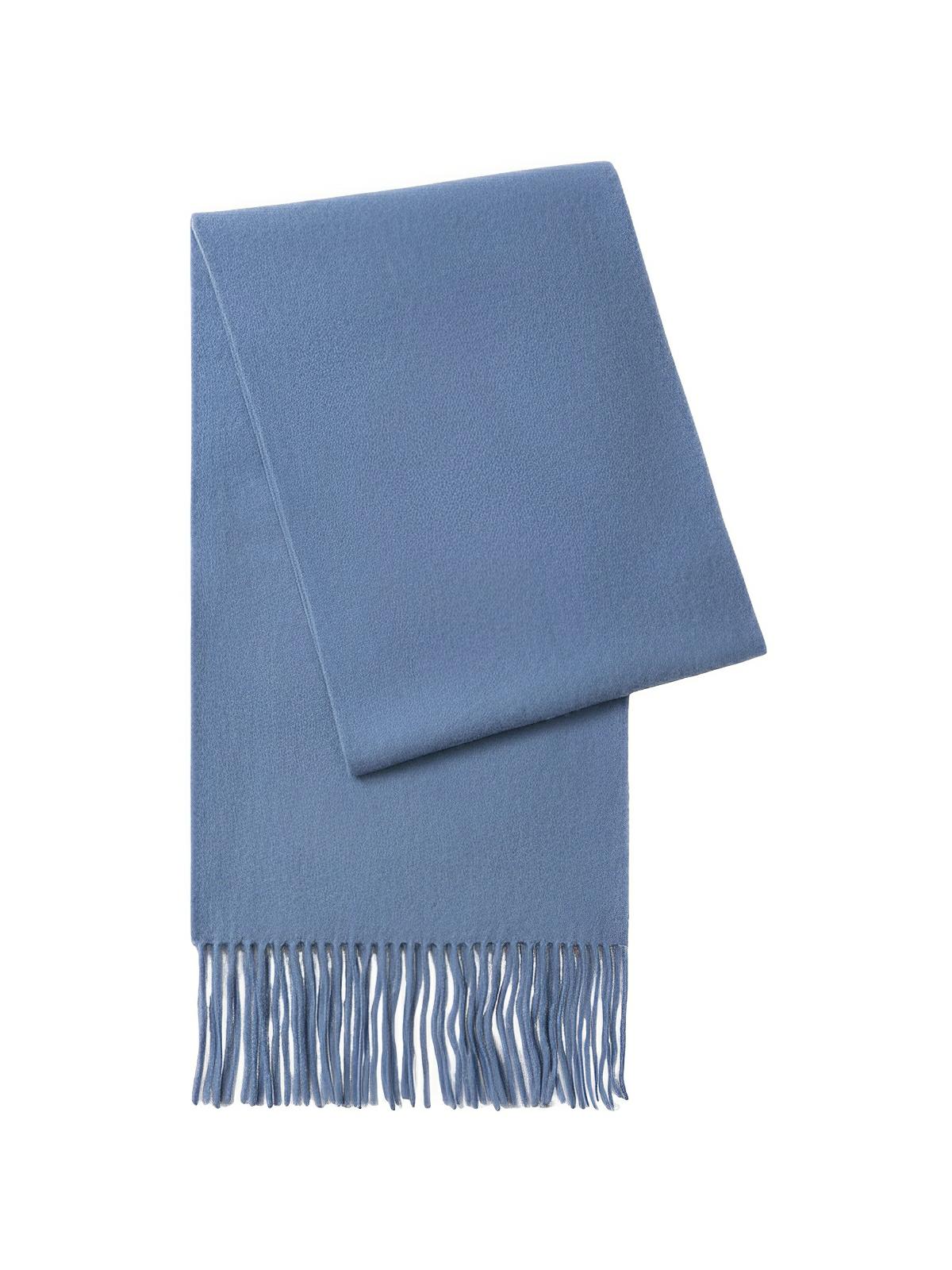 Écharpe chaude en laine douce pour femme, accessoire hivernal long à franges, confort thermique 100% laine naturelle, modèle Wilma - Écharpe - Bleu