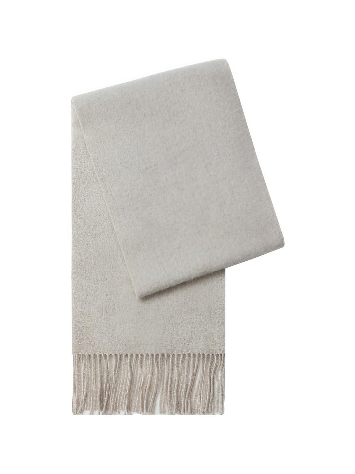 Écharpe chaude en laine douce pour femme, accessoire hivernal long à franges, confort thermique 100% laine naturelle, modèle Wilma - Écharpe - Gris