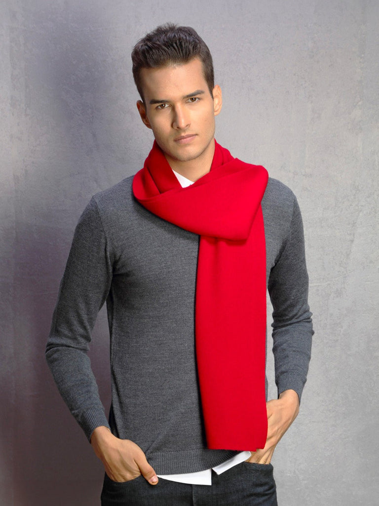 Écharpe chaude en laine, douceur enveloppante pour l’hiver, parfaite pour les journées froides, accessoire incontournable du quotidien, pour l'homme moderne, modèle Mike - Écharpe - Rouge