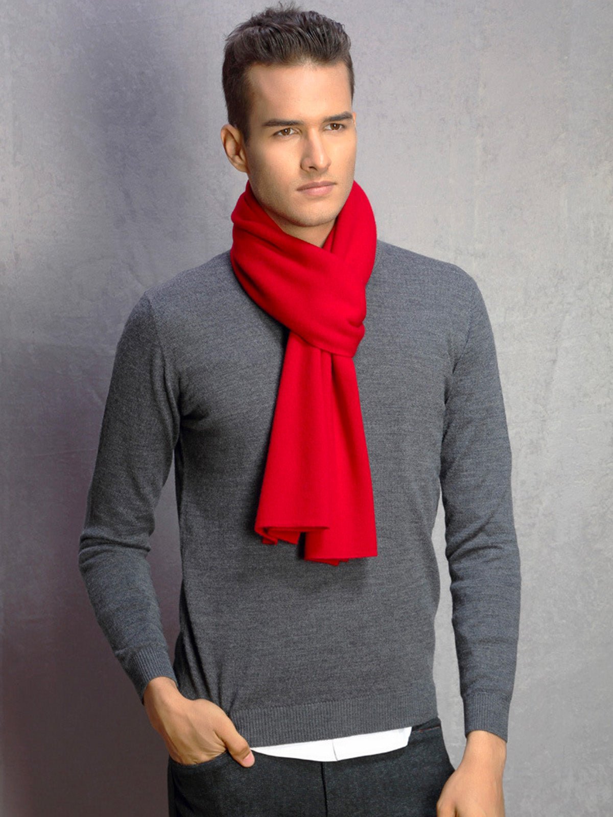 Écharpe chaude en laine, douceur enveloppante pour l’hiver, parfaite pour les journées froides, accessoire incontournable du quotidien, pour l'homme moderne, modèle Mike - Écharpe - Rouge