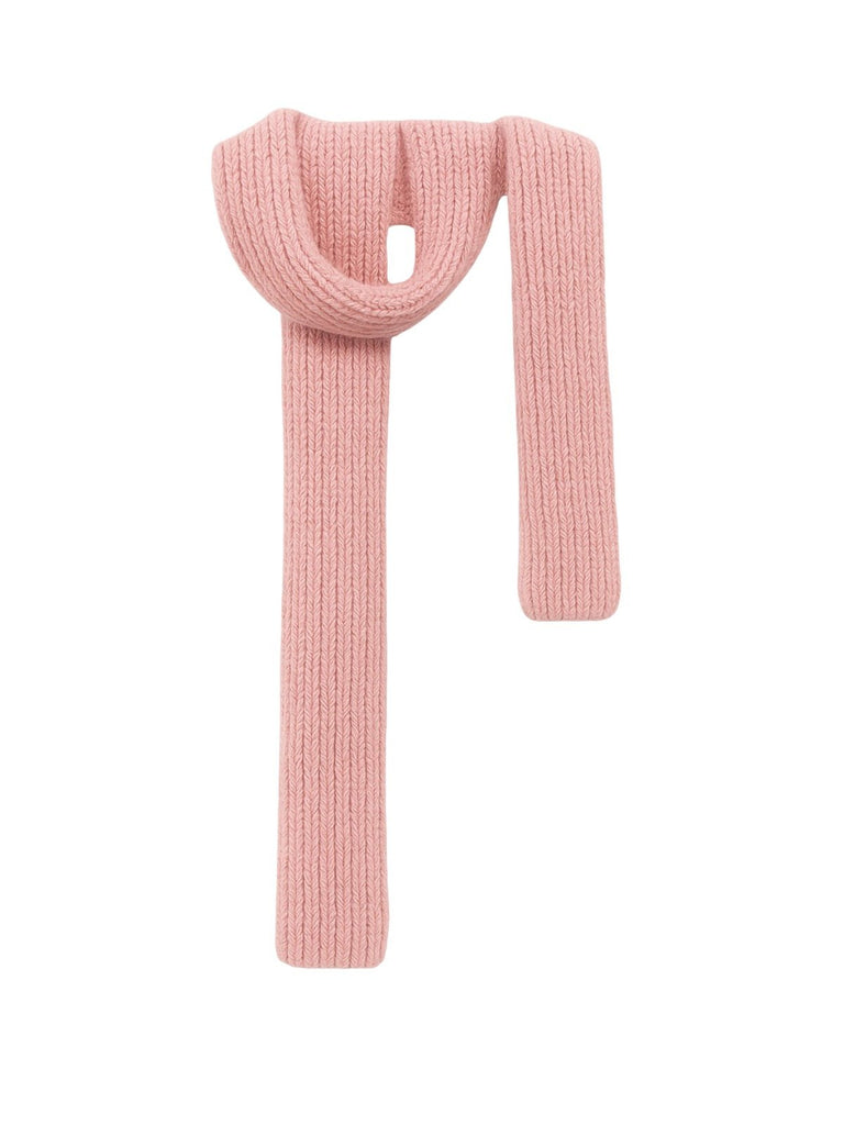 Écharpe courte unisexe en laine mélangée, mini foulard tricoté, douceur chaude pour l’hiver, style minimal chic, accessoire tendance automne hiver, modèle Migène - Écharpe - Rose clair