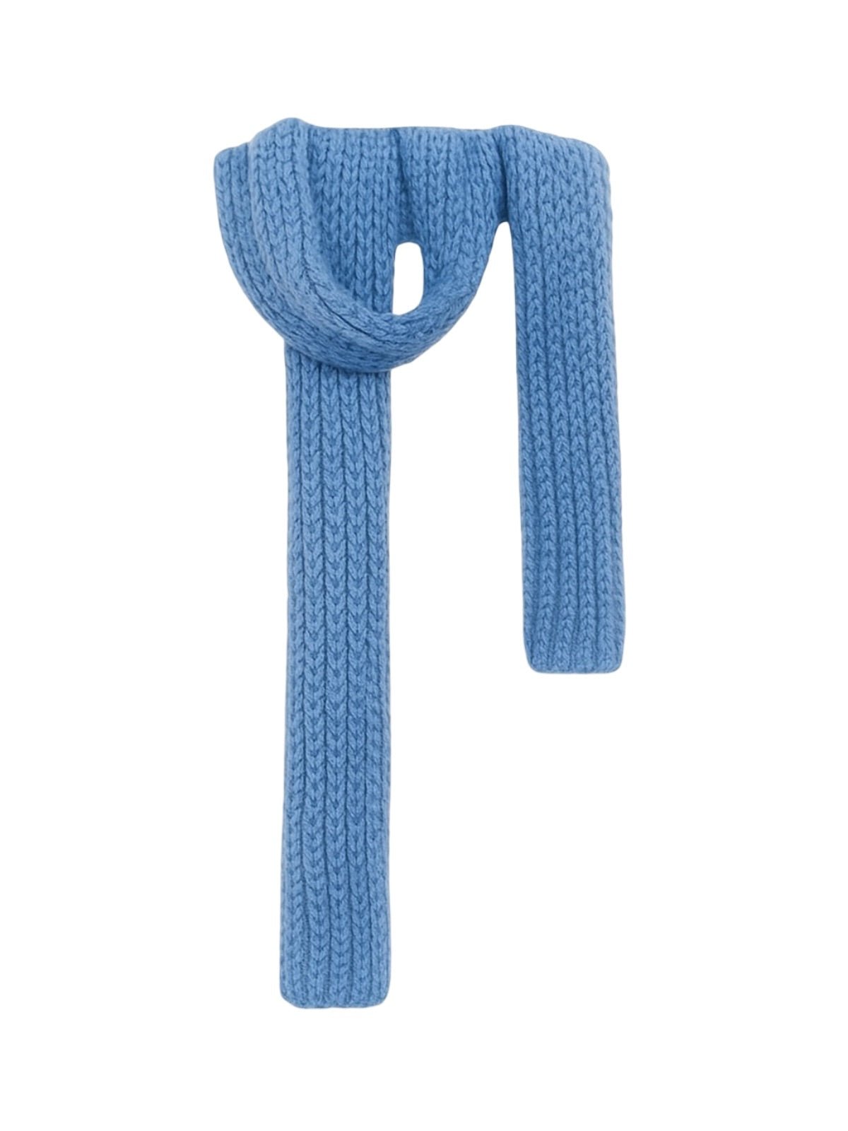 Écharpe courte unisexe en laine mélangée, mini foulard tricoté, douceur chaude pour l’hiver, style minimal chic, accessoire tendance automne hiver, modèle Migène - Écharpe - Bleu