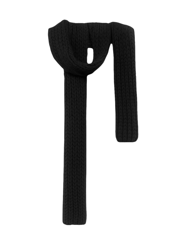 Écharpe courte unisexe en laine mélangée, mini foulard tricoté, douceur chaude pour l’hiver, style minimal chic, accessoire tendance automne hiver, modèle Migène - Écharpe - Noir