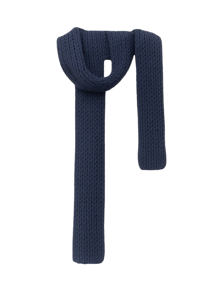 Écharpe courte unisexe en laine mélangée, mini foulard tricoté, douceur chaude pour l’hiver, style minimal chic, accessoire tendance automne hiver, modèle Migène - Écharpe - Bleu marine