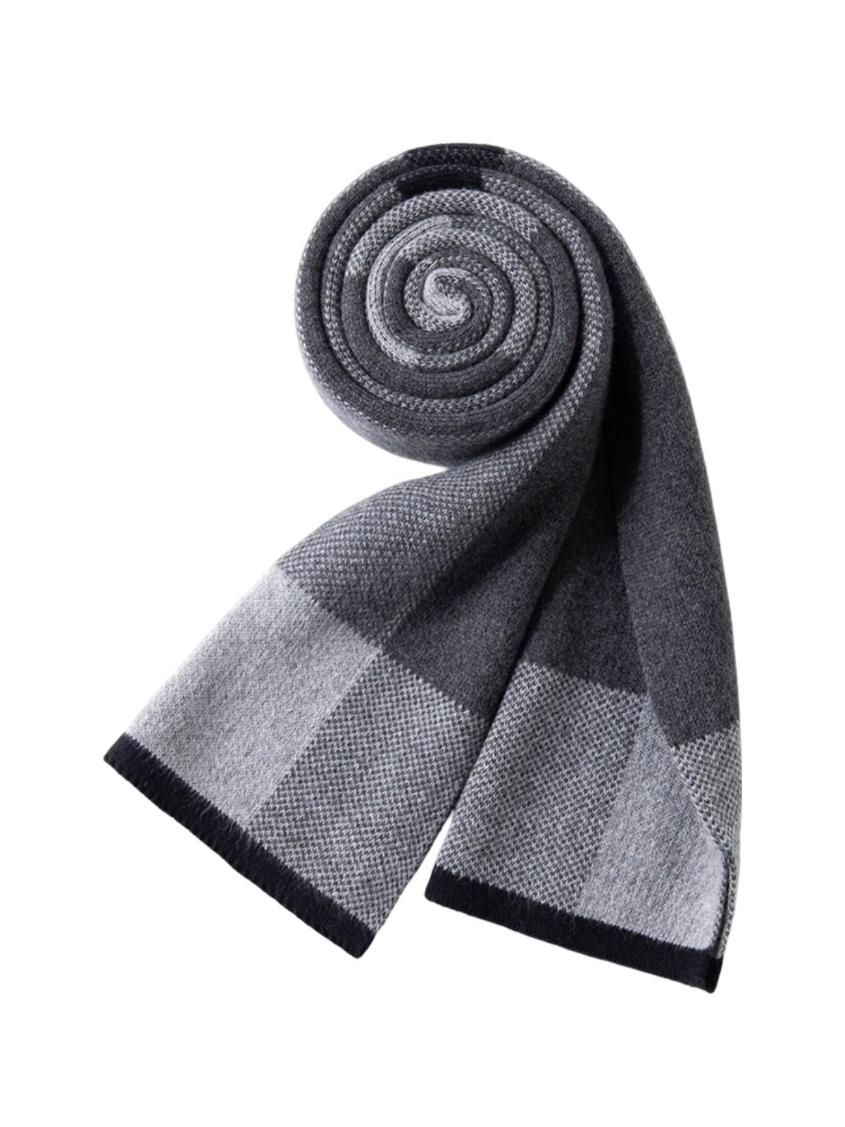 Écharpe en coton et cachemire femme, écharpe à carreaux douce et chaude, hiver 160 cm, style chic et cosy, fine et confortable, modèle Nadia - Écharpe - Gris foncé