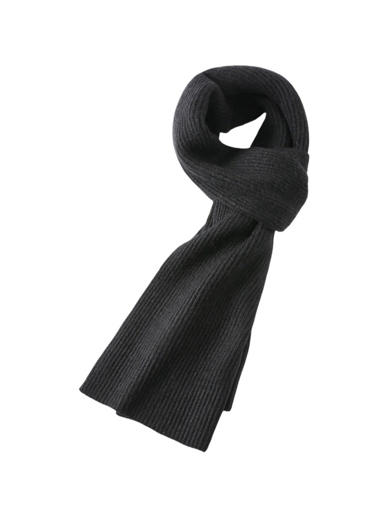 Écharpe en laine côtelée, chaude et épaisse, hiver doux et stylé, mixte, plusieurs couleurs, modèle Lasry - Écharpe - Noir