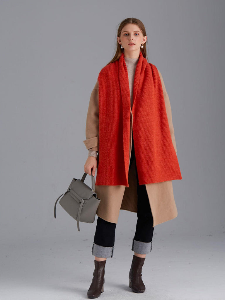 Écharpe en laine côtelée, chaude et épaisse, hiver doux et stylé, mixte, plusieurs couleurs, modèle Lasry - Écharpe - Orange vif