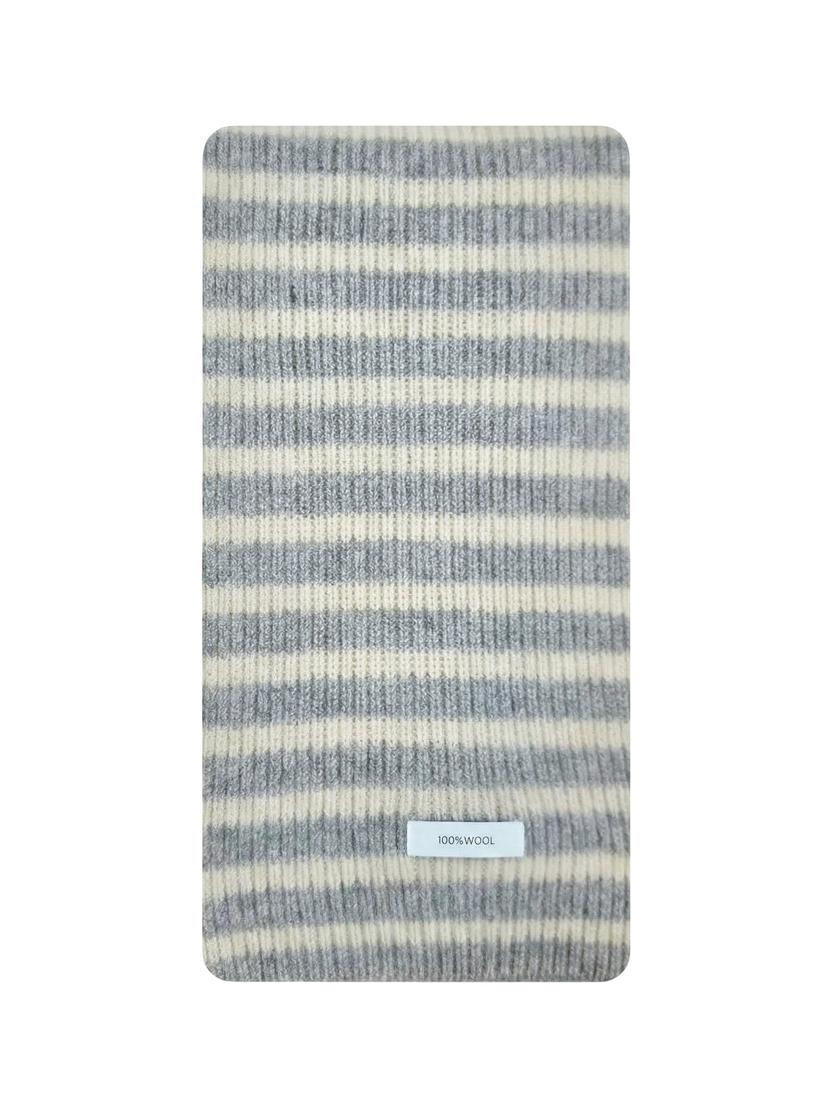 Écharpe en laine rayée, tricot chaud et doux, accessoire d'hiver tendance, rayures larges colorées, chaleur et confort au quotidien, modèle Harria - Écharpe - Gris clair et beige