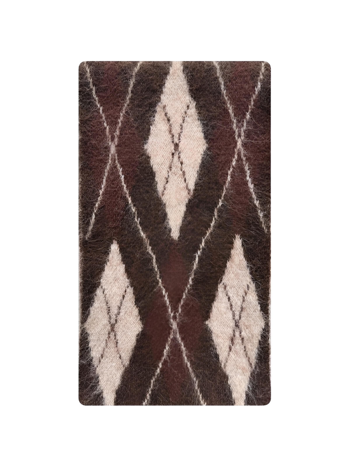 Sciarpa a losanghe morbida, motivo argyle delicato, calda in misto lana, accessorio grafico per l’inverno, sciarpa lunga bicolore accogliente, modello Pawie