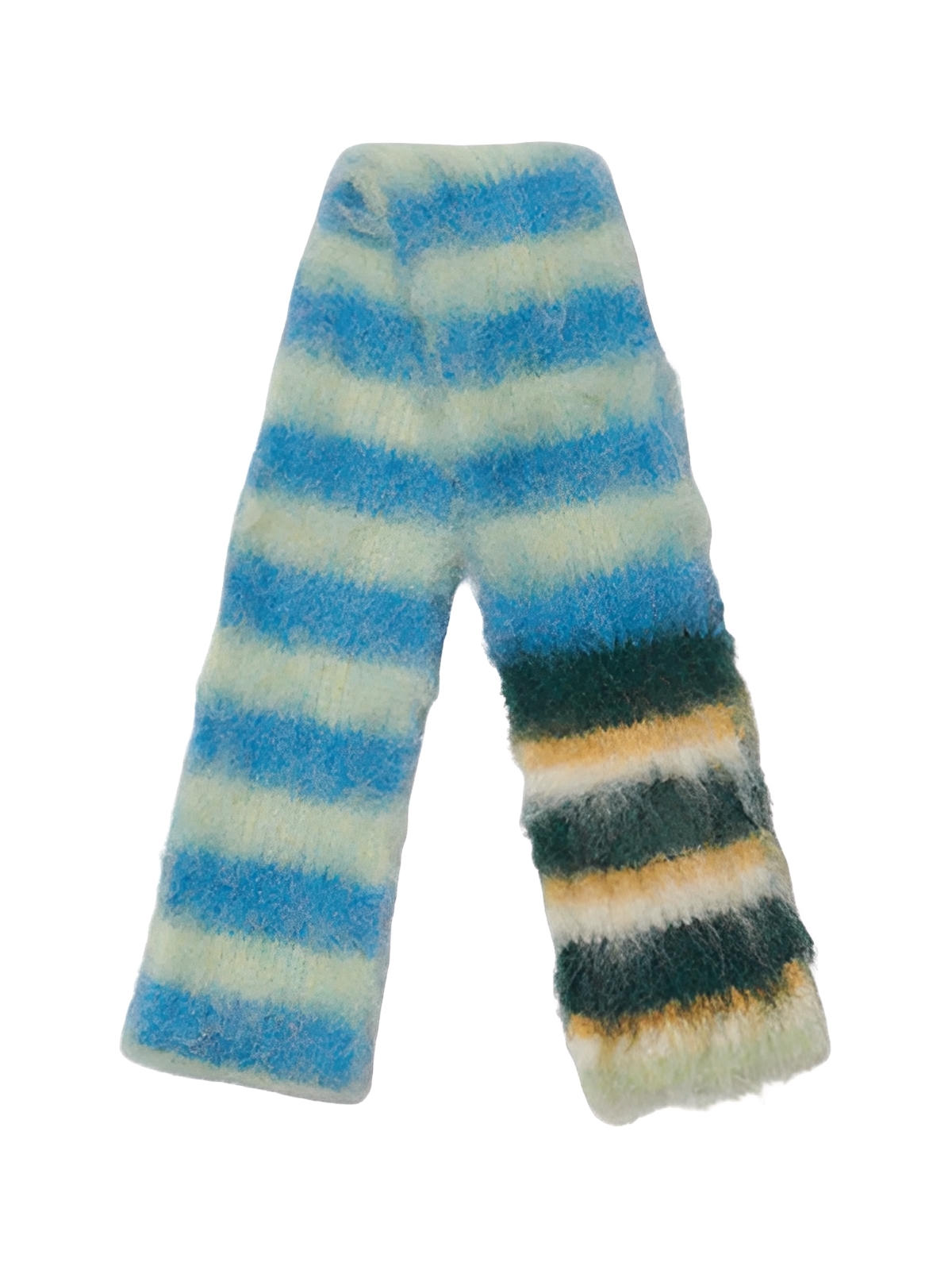 Sciarpa in maglia soffice, a righe multicolori, morbida e calda, stile streetwear invernale, sciarpa lunga e sottile, modello di tendenza unisex, modello Fizie