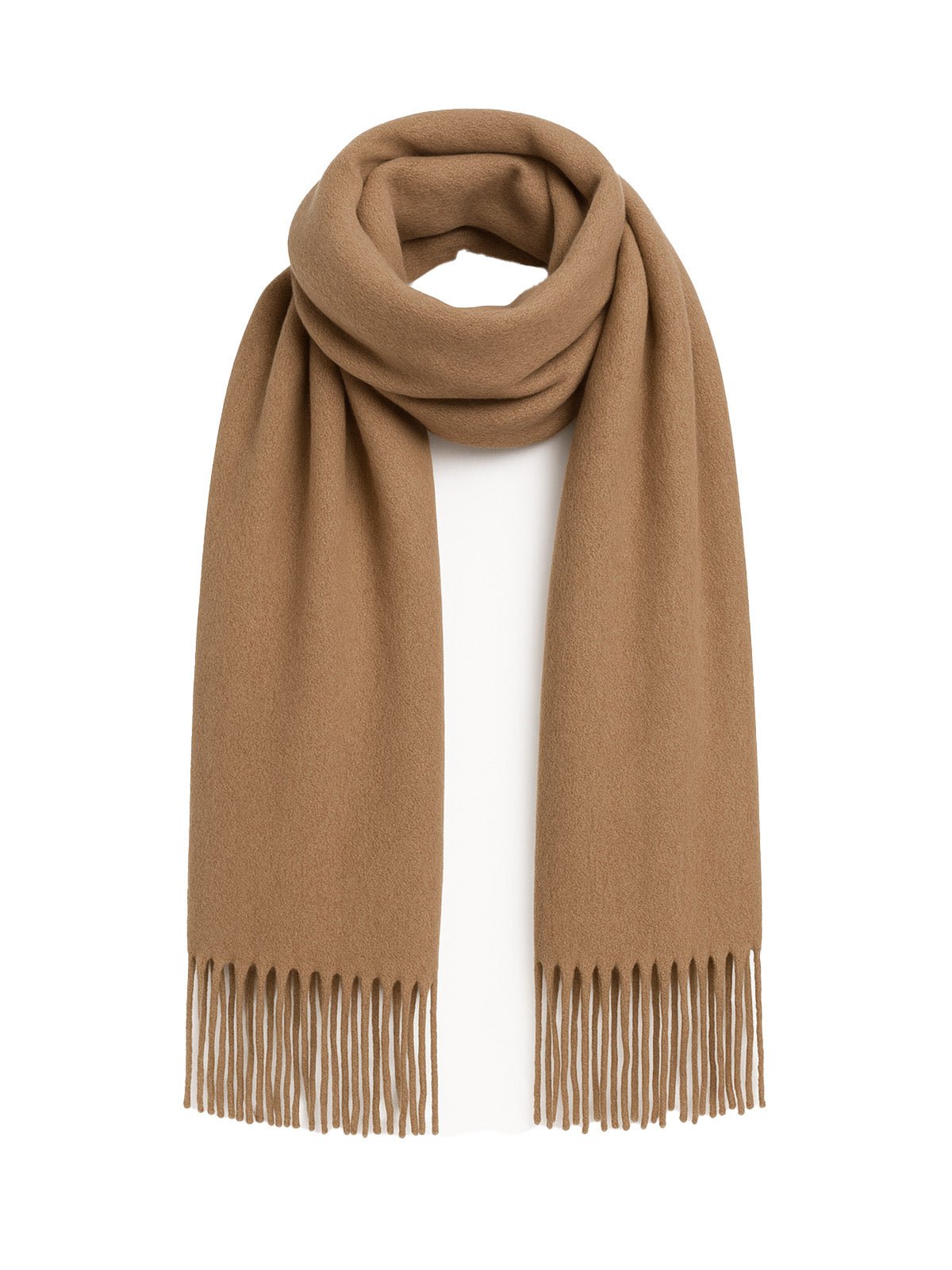 Écharpe en pure cachemire femme, grande écharpe douce, camel longue, chaude automne et hiver, écharpe luxe à franges, modèle Margèle - Écharpe - Camel