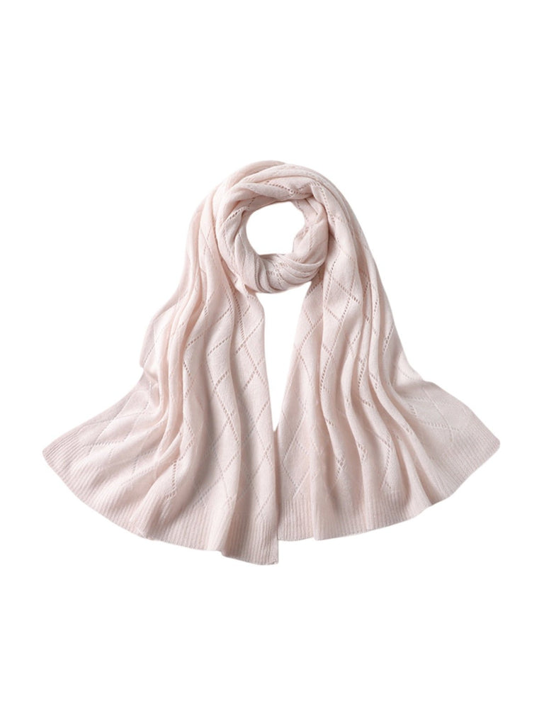 Écharpe en pure cachemire femme, tricot respirant, grande écharpe ajourée, douce et chaude, accessoire hiver chic, modèle Sandy - Écharpe - Rose