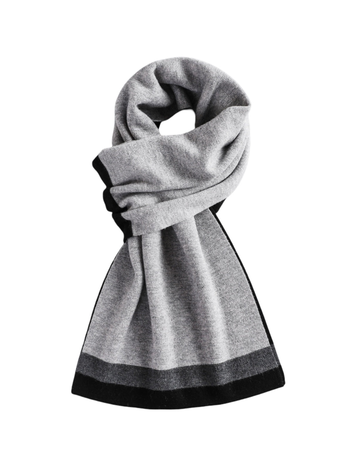 Écharpe en pure laine, douceur hivernale, tricot fin, design sobre, rayures contrastées, accessoire chaud, style business, modèle Olide - Écharpe - Style 2