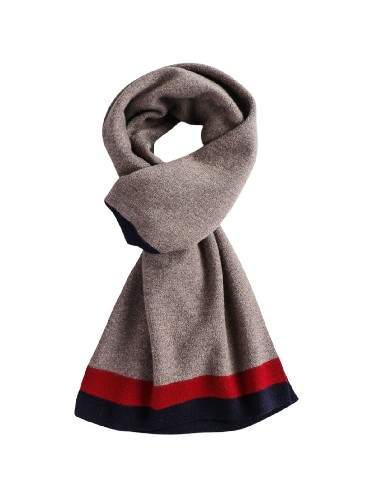 Écharpe en pure laine, douceur hivernale, tricot fin, design sobre, rayures contrastées, accessoire chaud, style business, modèle Olide - Écharpe - Style 1
