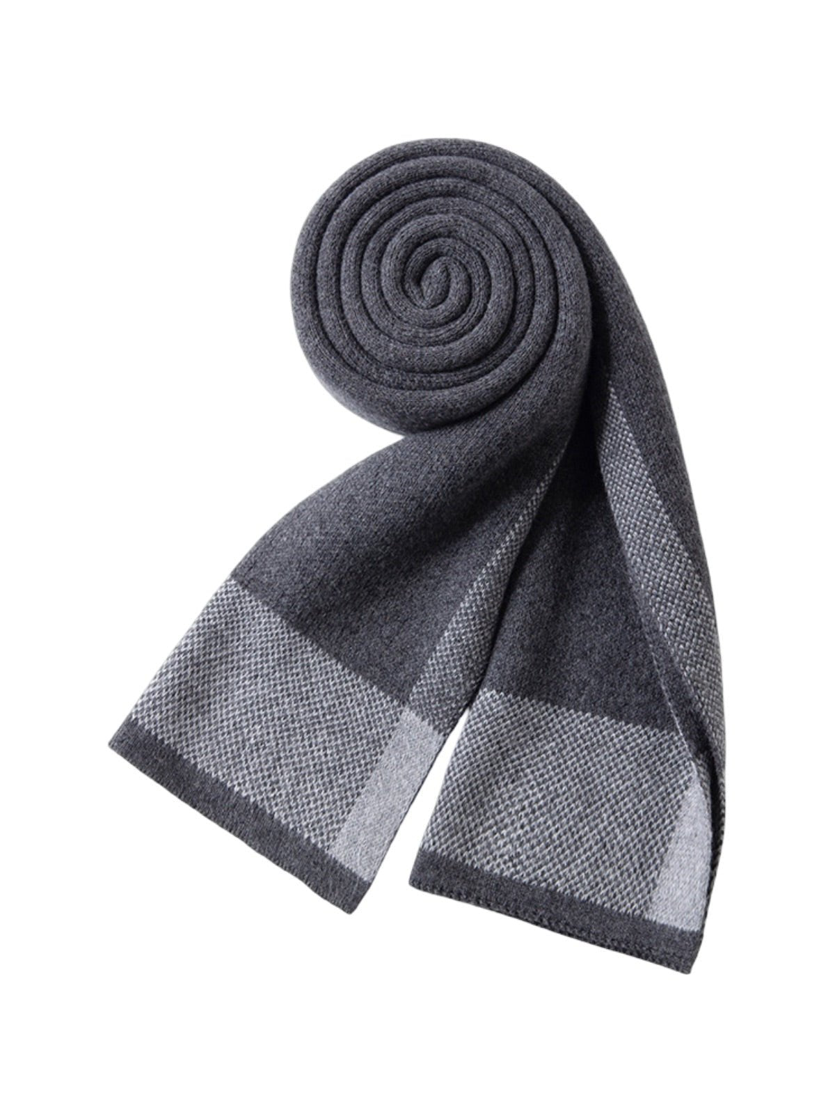 Écharpe femme en laine hiver, cachemire doux et coton, motif carreaux, coloris sobres, chaud et confortable, modèle Aïsha - Écharpe - Gris