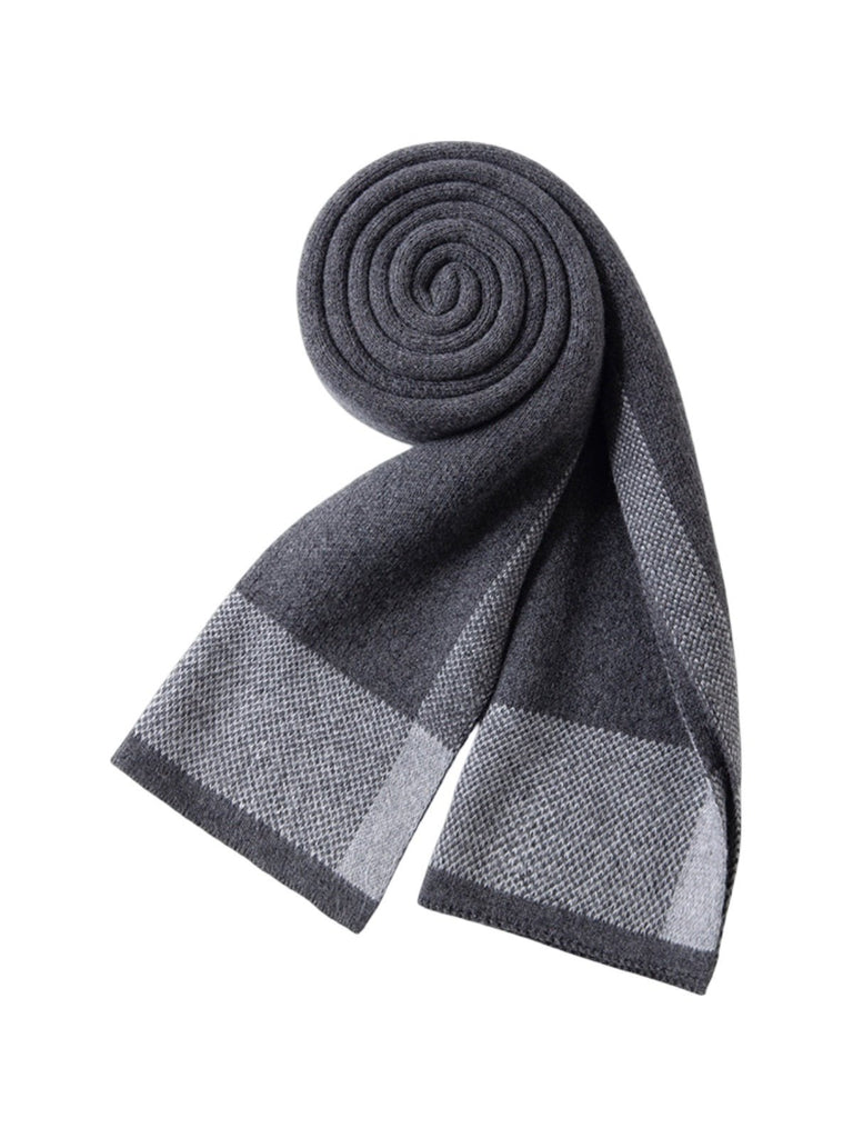 Écharpe femme en laine hiver, cachemire doux et coton, motif carreaux, coloris sobres, chaud et confortable, modèle Aïsha - Écharpe - Gris
