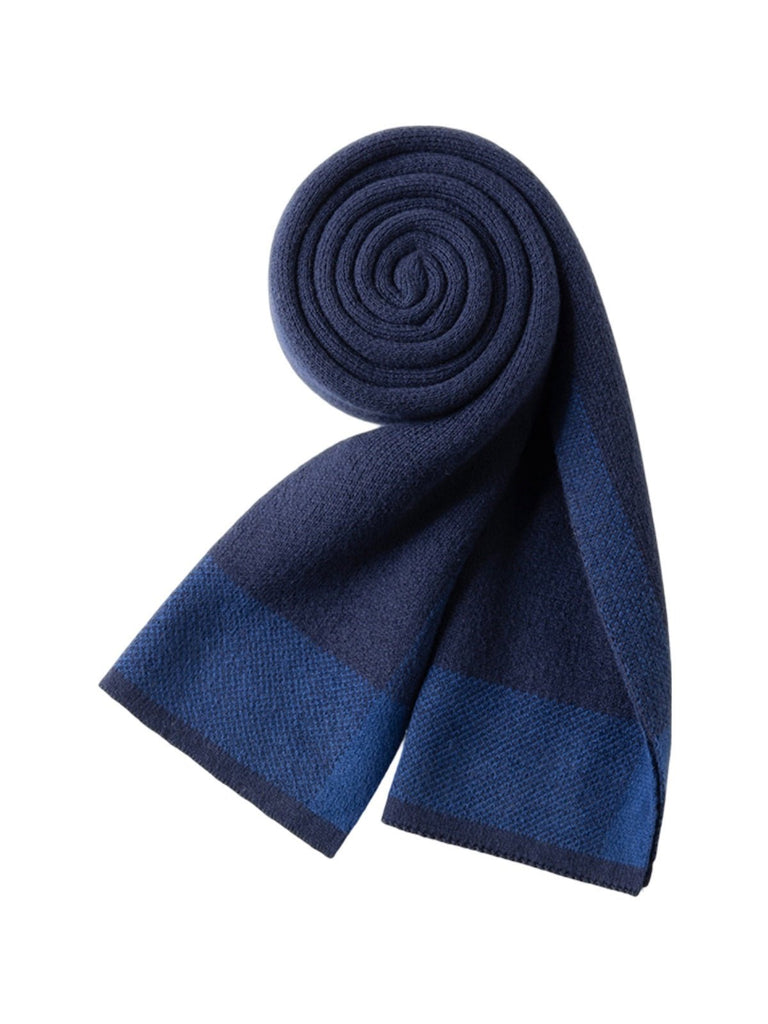 Écharpe femme en laine hiver, cachemire doux et coton, motif carreaux, coloris sobres, chaud et confortable, modèle Aïsha - Écharpe - Bleu
