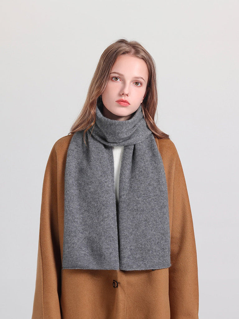 Écharpe femme hiver cachemire et laide douce chaude, longue écharpe tricotée, couleur unie, accessoire hiver, cadeau chic, modèle Gana - Écharpe - Gris