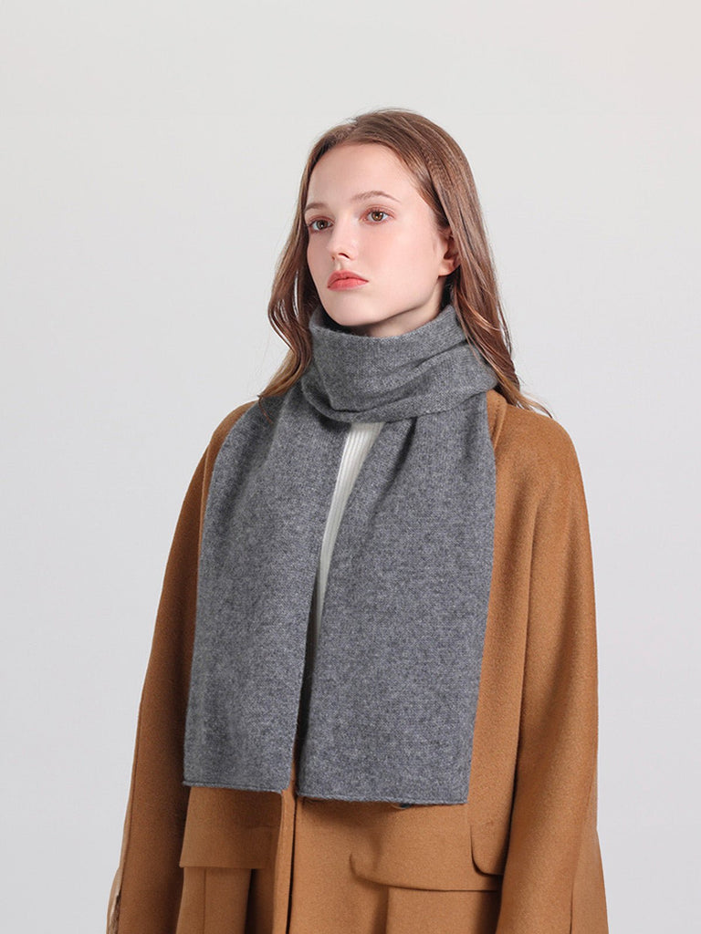 Écharpe femme hiver cachemire et laide douce chaude, longue écharpe tricotée, couleur unie, accessoire hiver, cadeau chic, modèle Gana - Écharpe - Gris